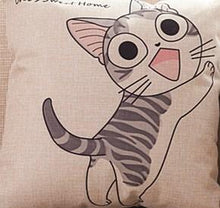 CAT PRINTED COTTON LINEN SOFA CUSHION
