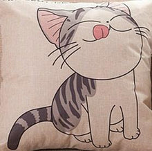 CAT PRINTED COTTON LINEN SOFA CUSHION