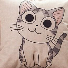 CAT PRINTED COTTON LINEN SOFA CUSHION