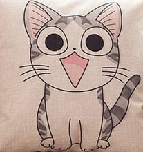 CAT PRINTED COTTON LINEN SOFA CUSHION