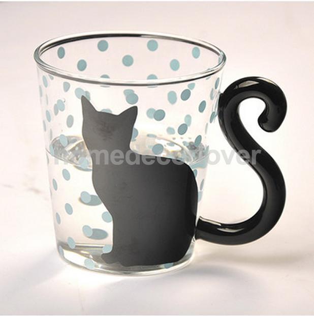NOVELTY GLASS CAT MUG