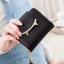 CUTE CAT LEATHER TRIFOLD SLIM MINI WALLET