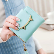 CUTE CAT LEATHER TRIFOLD SLIM MINI WALLET