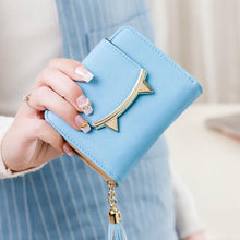 CUTE CAT LEATHER TRIFOLD SLIM MINI WALLET