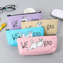 PASTEL CANVAS CAT PENCIL CASE