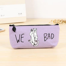 PASTEL CANVAS CAT PENCIL CASE