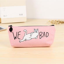 PASTEL CANVAS CAT PENCIL CASE