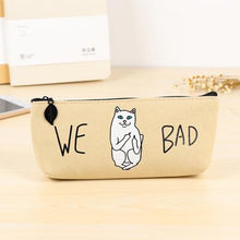 PASTEL CANVAS CAT PENCIL CASE