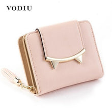 CUTE CAT LEATHER TRIFOLD SLIM MINI WALLET