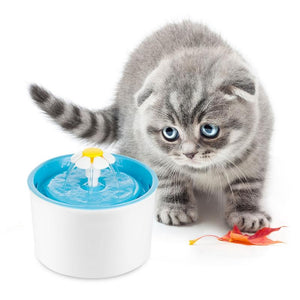 1.6 L FLOWER STYLE AUTOMATIC ELECTRIC CAT WATER FOUNTAIN CAT DRINKING BOWL WITH FLOWER MAT, BLUE